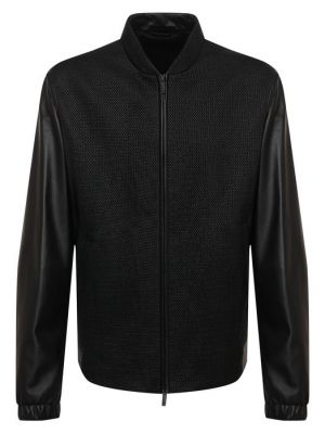 Кожаная куртка Giorgio Armani черная
