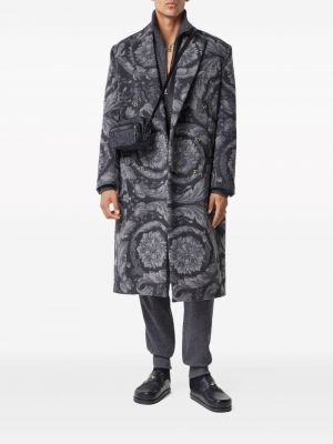 Palton din jacard Versace gri