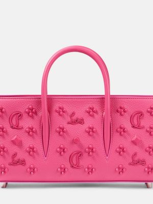 Δερμάτινη τσάντα ώμου Christian Louboutin ροζ