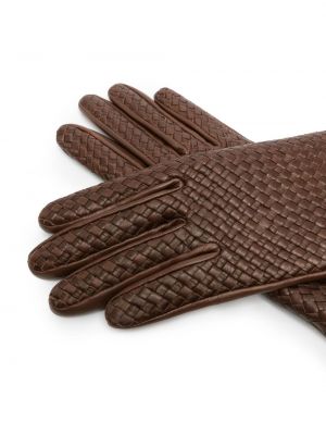 Rękawiczki skórzane Agnelle brązowe