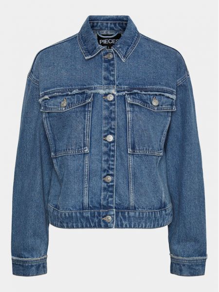 Priliehavá džínsová bunda Pieces modrá