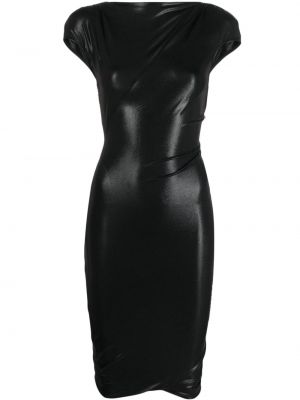Koktejl obleka z draperijo Rick Owens Lilies črna