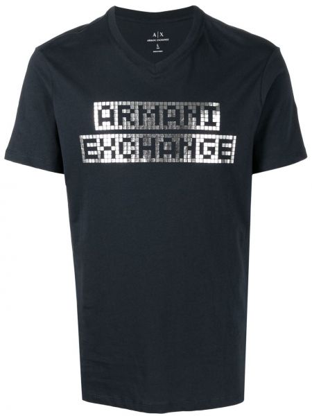 Trykt bomull t-skjorte Armani Exchange blå