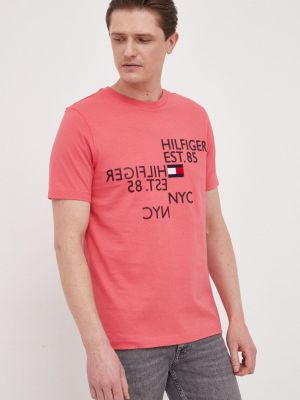 Тениска с дълъг ръкав с апликация Tommy Hilfiger розово