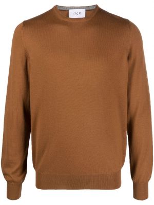 Вълнен пуловер с кръгло деколте D4.0 кафяво