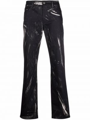 Pantalones rectos con estampado Moschino negro