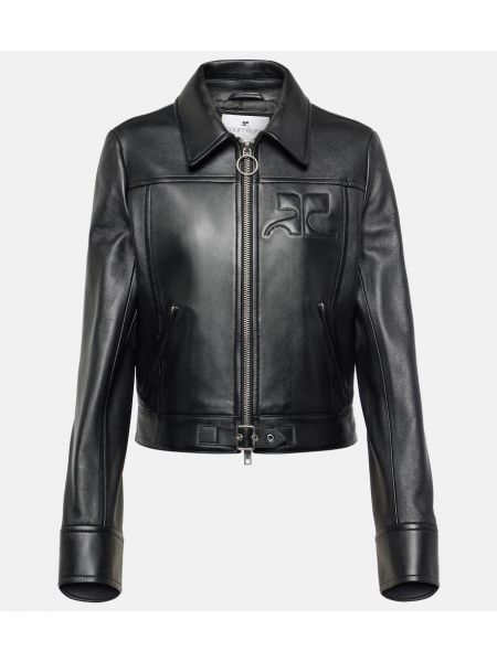 Veste de cuir Courrèges noir