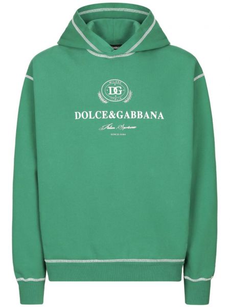 Baskılı pamuklu hoodie Dolce & Gabbana yeşil