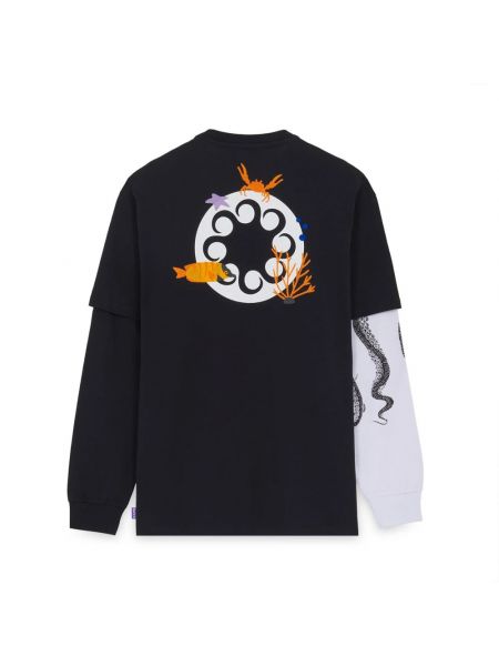 Camiseta de manga larga de algodón Octopus negro