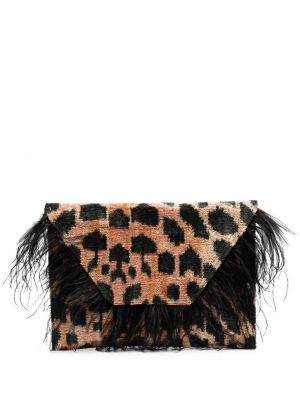 Pisemska torbica s perjem s potiskom z leopardjim vzorcem La Milanesa