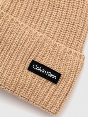 Vlněný čepice Calvin Klein béžový