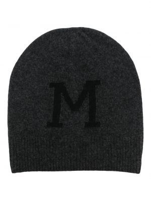 Плетена шапка с принт Moncler сиво