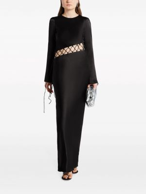 Nėriniuotas asimetriškas maksi suknelė su raišteliais Shona Joy juoda