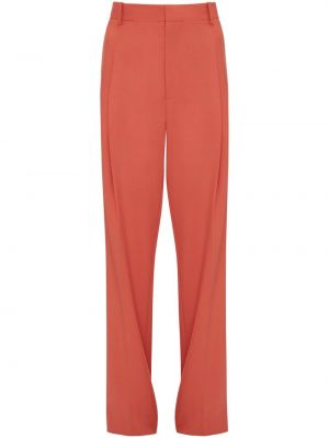 Pantaloni cu picior drept cu croială lejeră plisate Victoria Beckham portocaliu