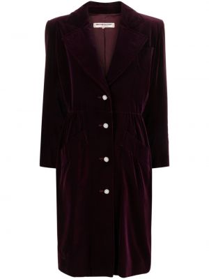 Zamatový kabát Saint Laurent Pre-owned fialová