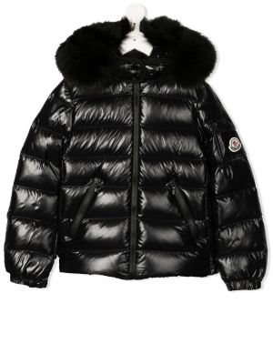 Jacka med huva för tjejer Moncler Enfant svart