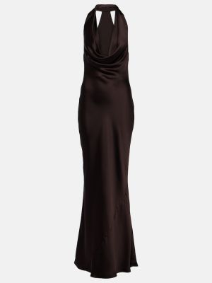 Drapované dlouhé šaty Norma Kamali hnědé
