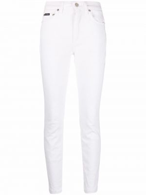 Kalhoty s nízkým pasem skinny fit Dolce & Gabbana bílé