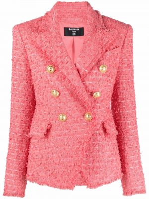 Tweed lang jakke Balmain rosa