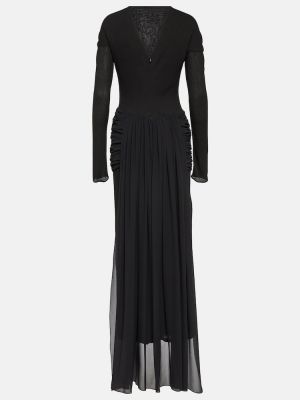 Jersey svilena dolga obleka z draperijo Givenchy črna