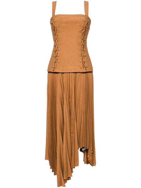 Nėriniuotas korsetine suknele su raišteliais Acler ruda
