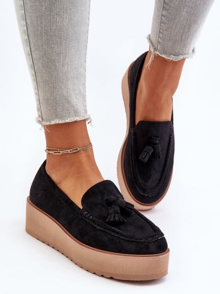 Pantofi loafer cu franjuri cu platformă Kesi negru