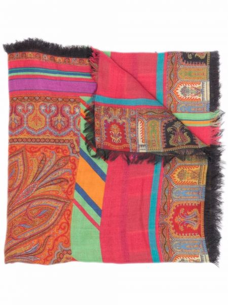 Bufanda con bordado de cachemir con estampado de cachemira Etro rojo