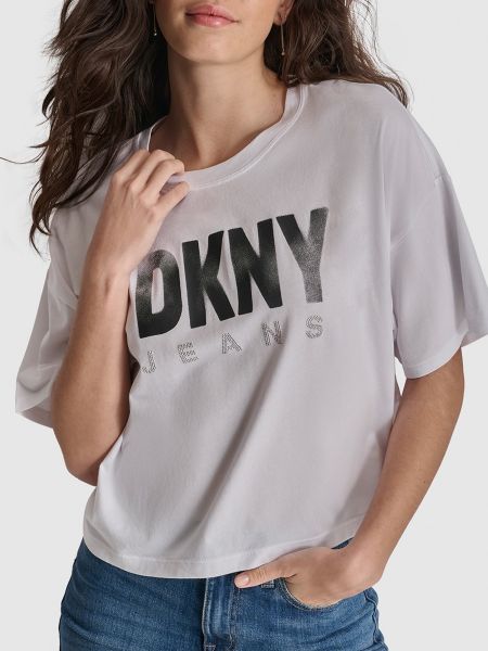 Camiseta manga corta de cuello redondo Dkny Jeans blanco