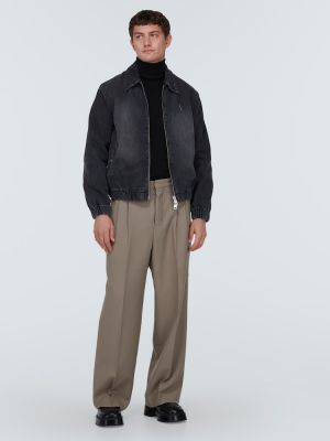 Jersey cuello alto de lana con cuello alto de tela jersey Ami Paris negro