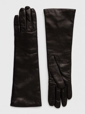 Rękawiczki skórzane Weekend Max Mara czarne
