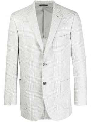 Trykt sjekket lang blazer Brioni grå