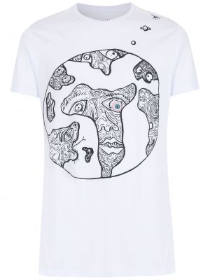 Памучна тениска с принт с абстрактен десен Amir Slama бяло