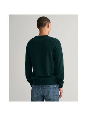 Jersey de lana de tela jersey de cuello redondo Gant verde