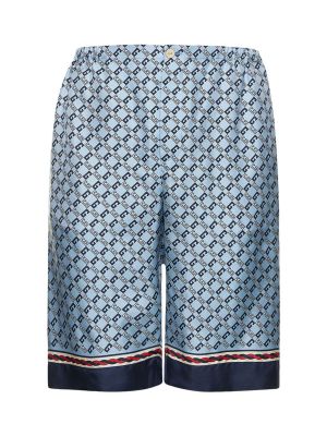 Pantaloni scurți de mătase cu imagine cu imprimeu geometric Gucci