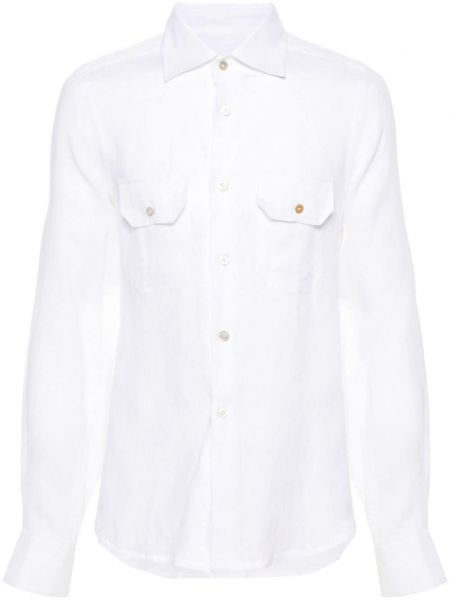 Λινό πουκάμισο Kiton λευκό