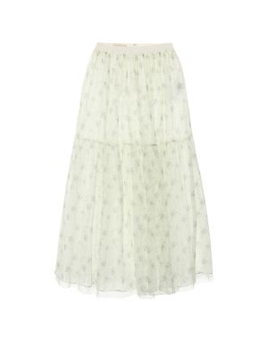 Květinové hedvábné midi sukně Brock Collection - bílá