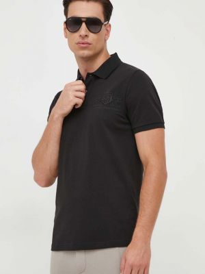 Памучна тениска с дълъг ръкав с апликация Gant черно