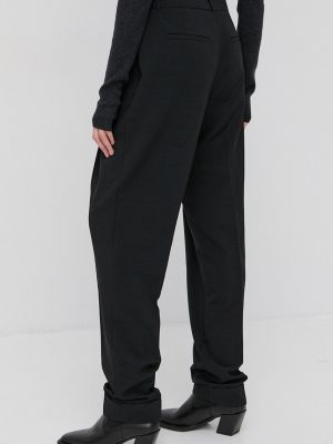 Jednobarevné kalhoty s vysokým pasem Birgitte Herskind černé