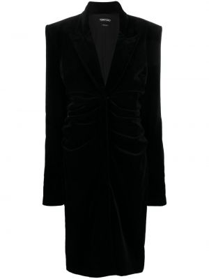 Sametové midi šaty s výstřihem do v Tom Ford černé