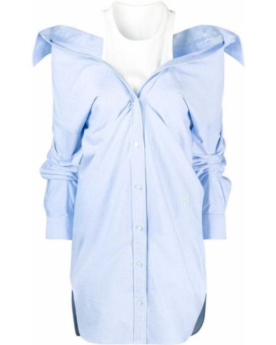 Рубашка платье с открытыми плечами T By Alexander Wang, синее