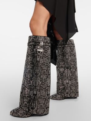 Cizme de cauciuc cu model piele de șarpe Givenchy gri