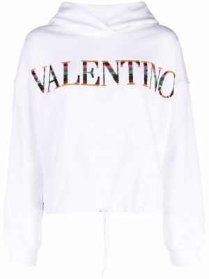 Bluza z kapturem z cekinami Valentino biała