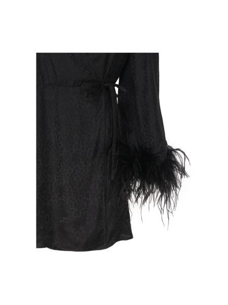 Mini vestido de seda con plumas de plumas Art Dealer negro
