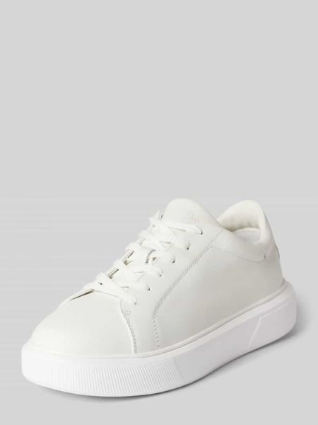 Sneakersy skórzane w jednolitym kolorze Marc O'polo białe