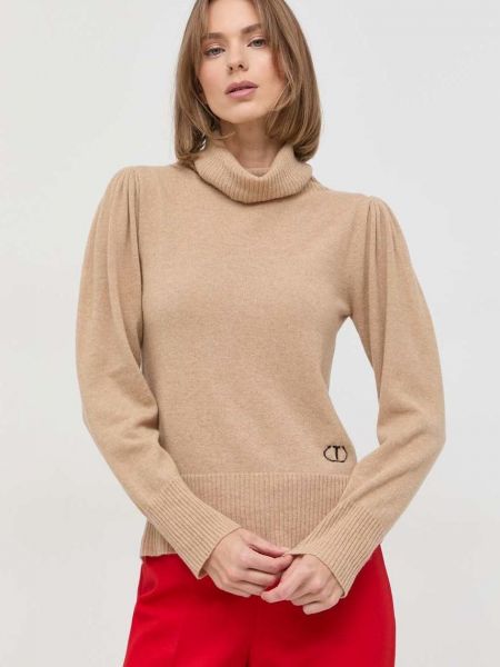 Sweter wełniany Twinset beżowy