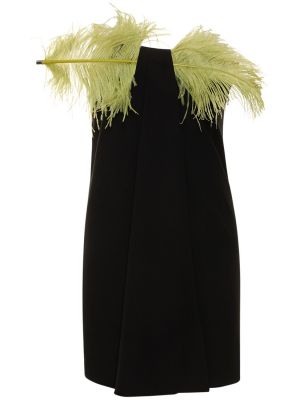 Mini obleka s perjem iz krep tkanine 16arlington črna