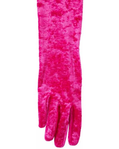 Žametne rokavice iz rebrastega žameta Versace roza