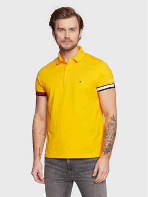 Тениска с копчета slim Tommy Hilfiger жълто