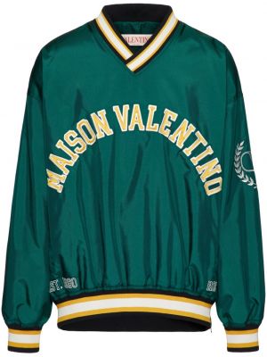 Sweatshirt mit stickerei mit v-ausschnitt Valentino Garavani grün