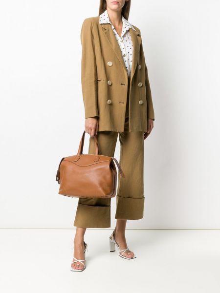 Bolso shopper con cremallera Ralph Lauren Collection marrón